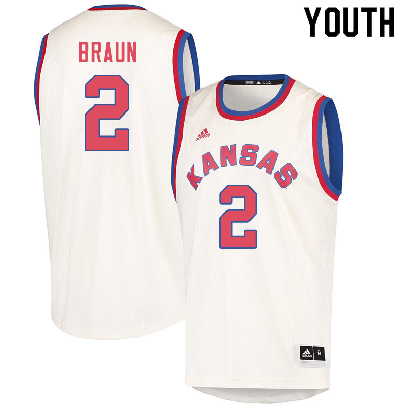 Youth #2 Christian Braun Kansas Jayhawks College Basketball Jerseys Sale-Cream - Click Image to Close